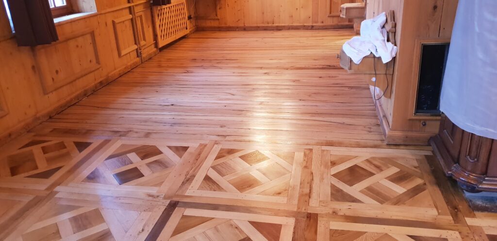 Rénovation ponçage parquet ancien Rimbach près Guebwiller Hotel Les Violettes